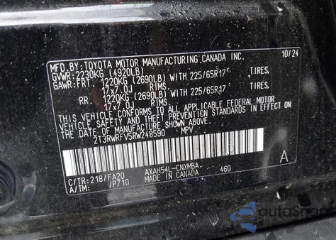 2024 Toyota Rav4 Xle from USA, damaged, VIN 2T3RWRFV5RW248590